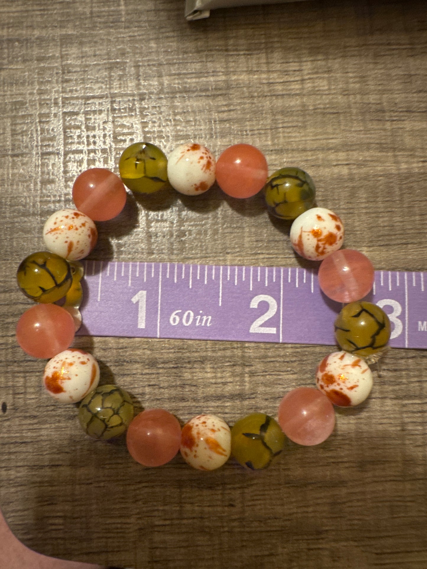 Pink brown white bracelet 2.5 in