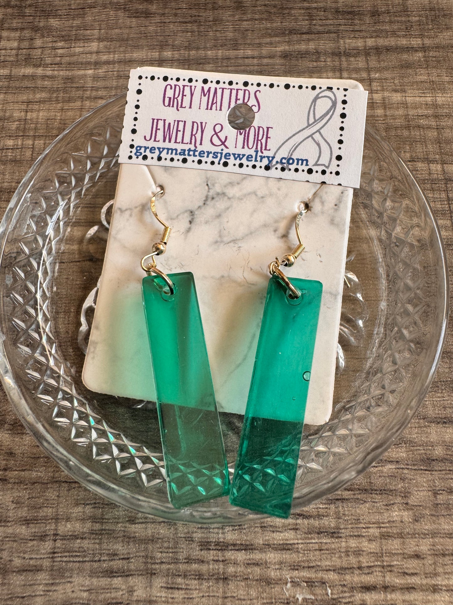 Resin Rectangle Dangle Earrings