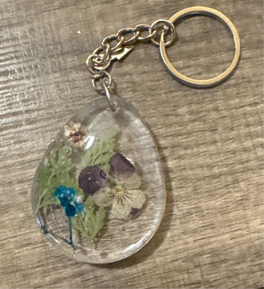 Silver Teardrop resin key chain