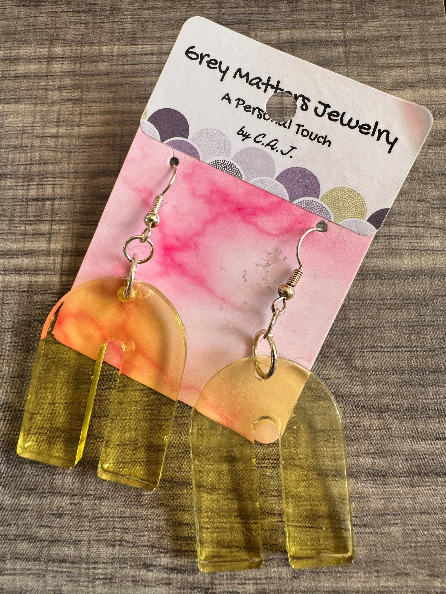 Resin Yellow “U” Earrings