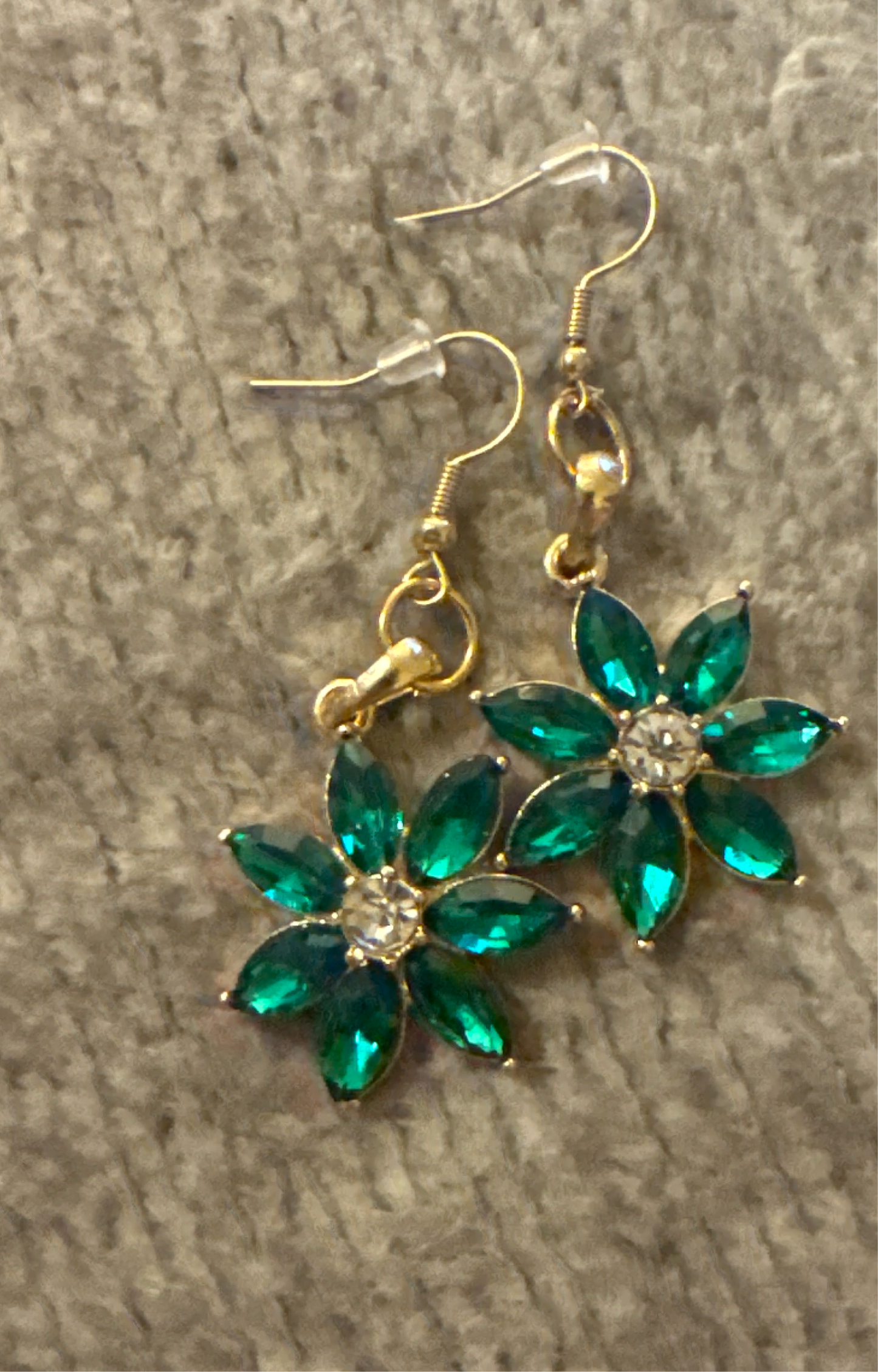 Green/Gold flower earrings