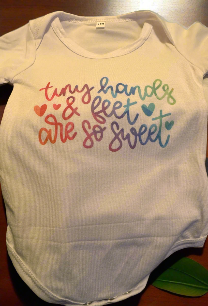 Tiny Hands and Feet 3-6 mos onesie