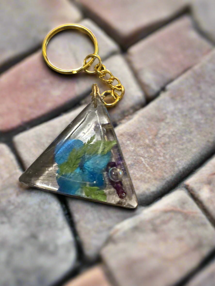 Triangle resin key chain