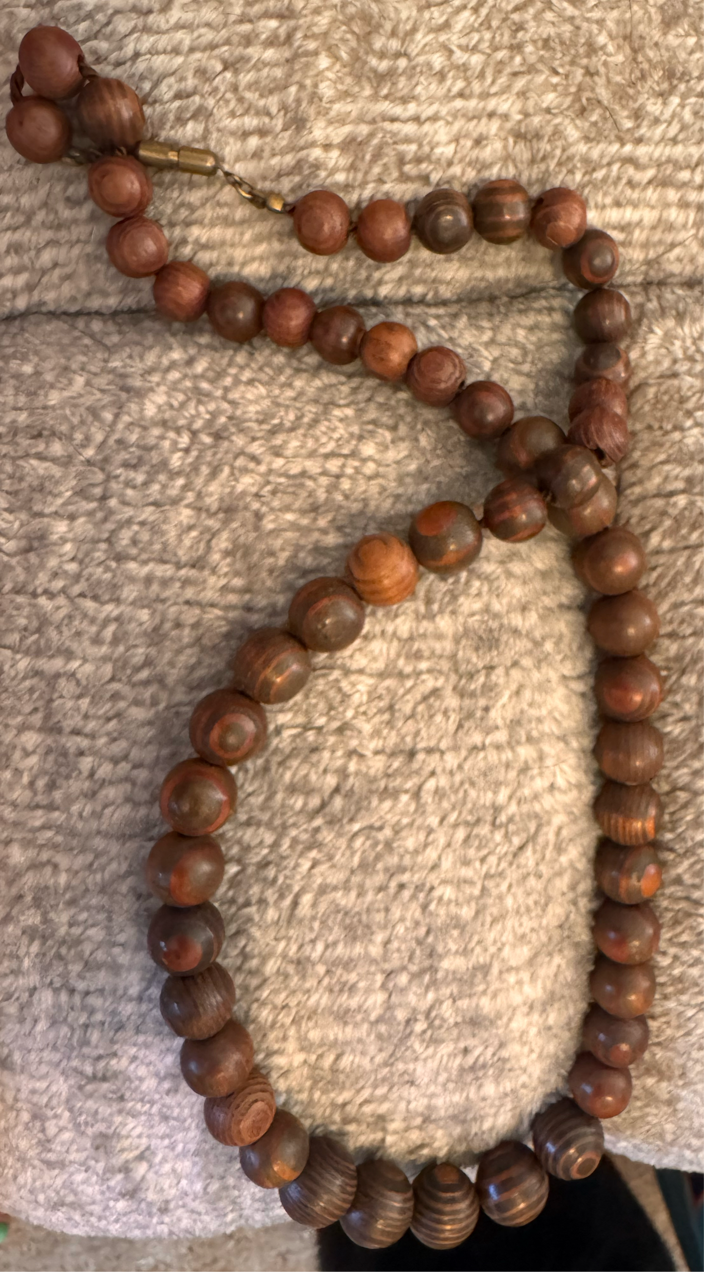 12 in brown wood beaded necklace