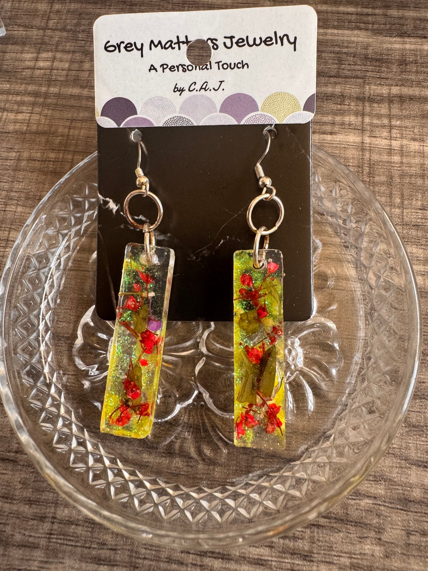 Resin Rectangle Dangle Earrings