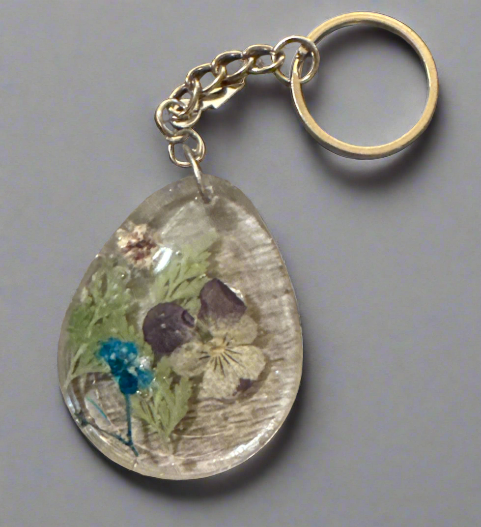 Silver Teardrop resin key chain