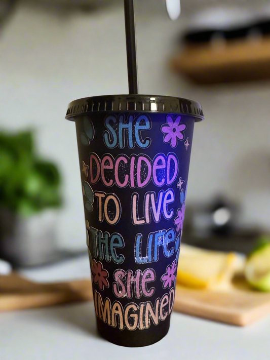 Black Tumbler with Straw