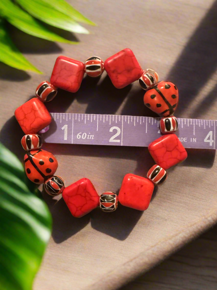 Lady bug bracelet and earrings set