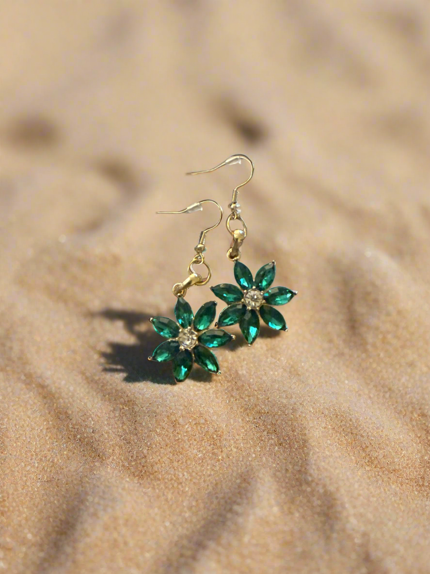 Green/Gold flower earrings