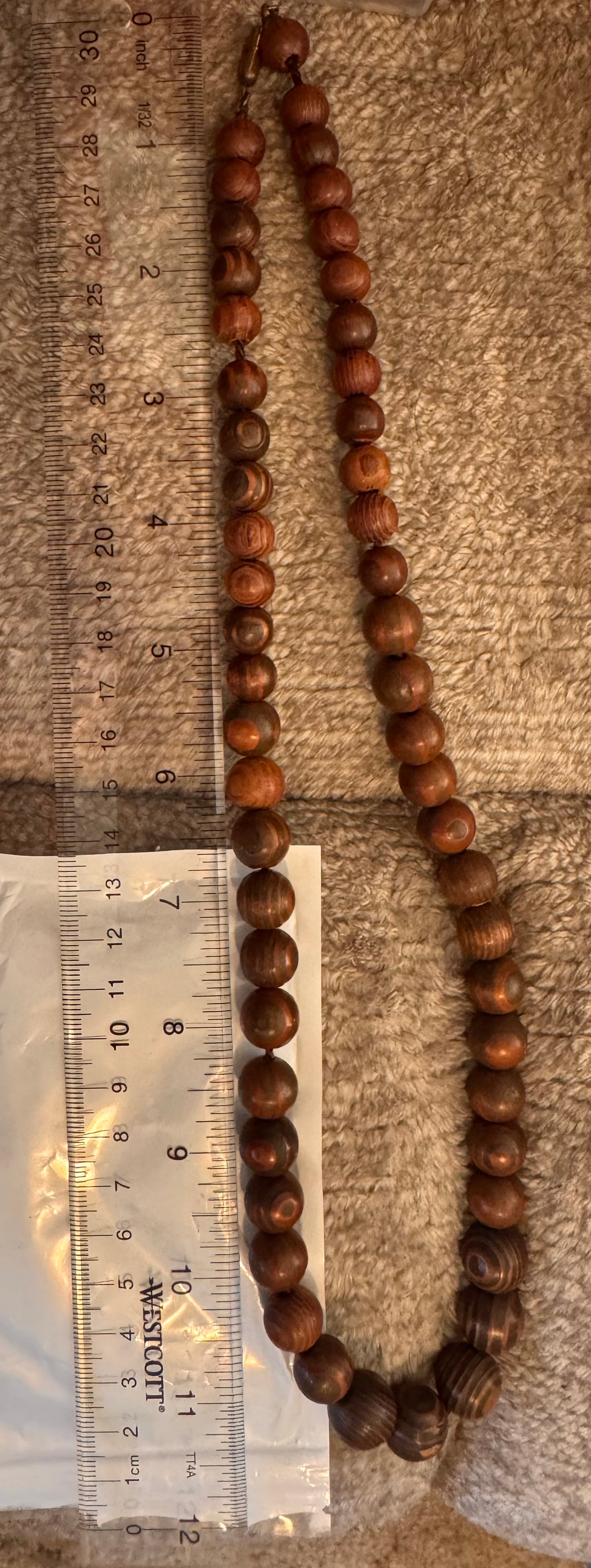 12 in brown wood beaded necklace