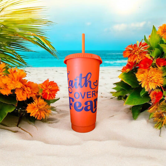 Faith over fear plastic tumbler